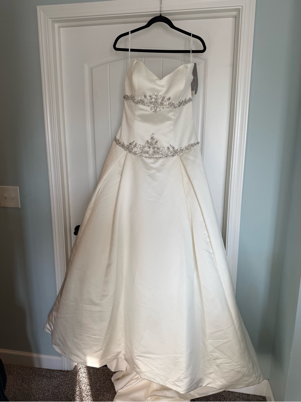 Strapless Ivory A-Line Wedding Dress with Beaded Embellishment